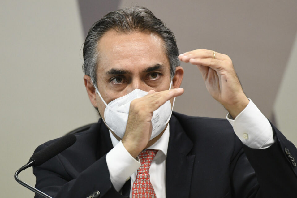 Presidente da Pfizer América Latina, Carlos Murillo, na CPI da Pandemia. Foto: Jefferson Rudy/Senado