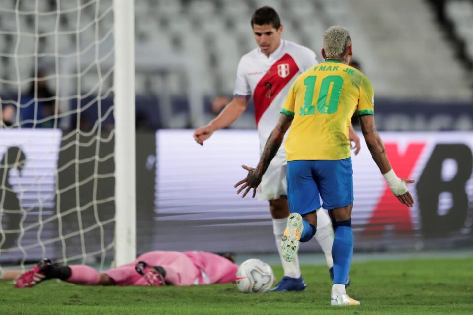 Neymar comemora Selecao Brasileira Brasil Peru Copa America 2021