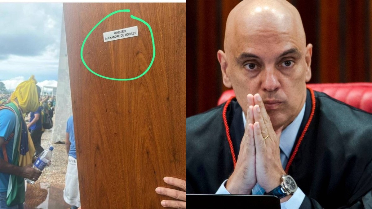 Porta do STF com nome de Moraes é exibida como troféu por vândalos - Diário do Poder