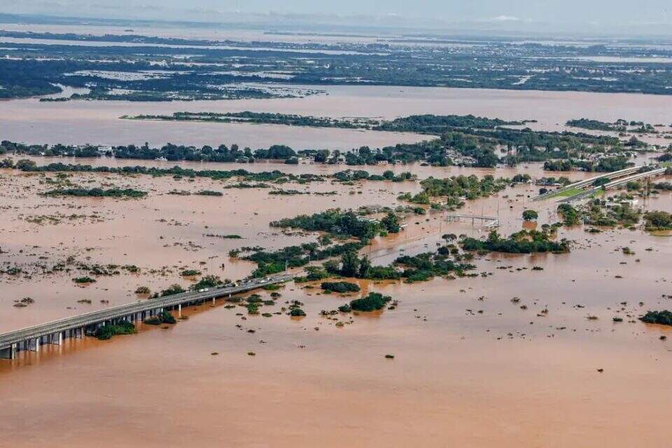 Chuvas e alagamentos no Rio Grande do Sul, em 2024. (Foto: Ricardo Stuckert/PR)