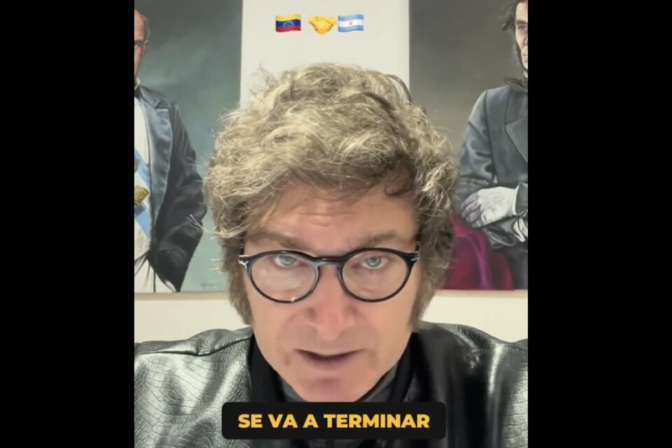 Mensagem do presidnte da Argentina aos venezuelanos. Foto: Captura/X