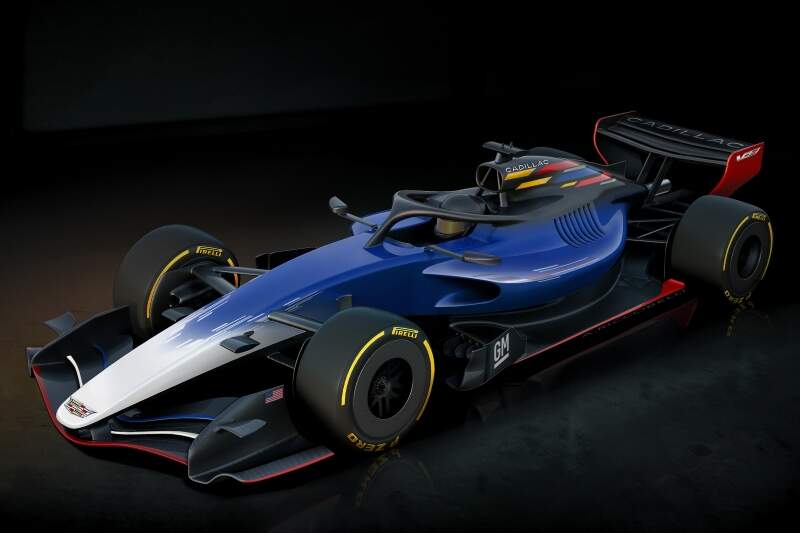 Projeção do carro da F1 da Cadillac.