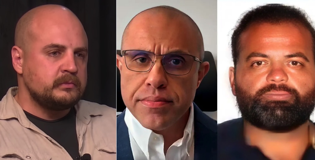 O piloto Mauro Mattosinho, Mohamad Mourad e Roberto Leme da Silva. Fotos: Captura/YouTube e Div. PF